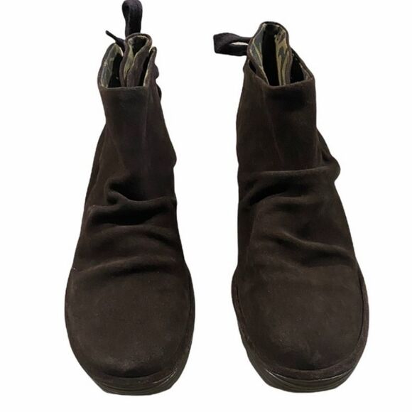 Fly London Suede Yama Wedge Bootie Sludge Brown Lace Up 10 - Picture 3 of 8